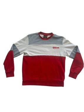 Wilson Red, White & Navy Striped Crewneck Sweater - Men